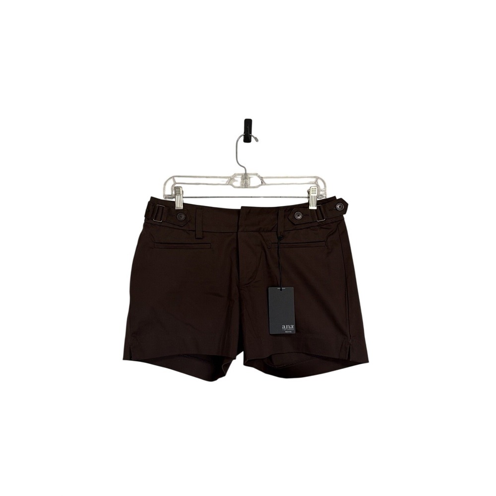 ana A New Approach Brownie Chino Shorts Womens 10P Petite Stretch Buckle NWT